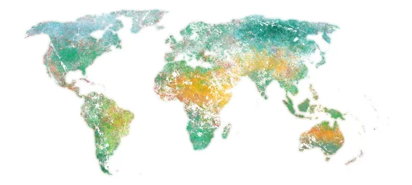 Kolorowa Mapa Krajobrazu Świata Białym Tle — Zdjęcie stockowe
