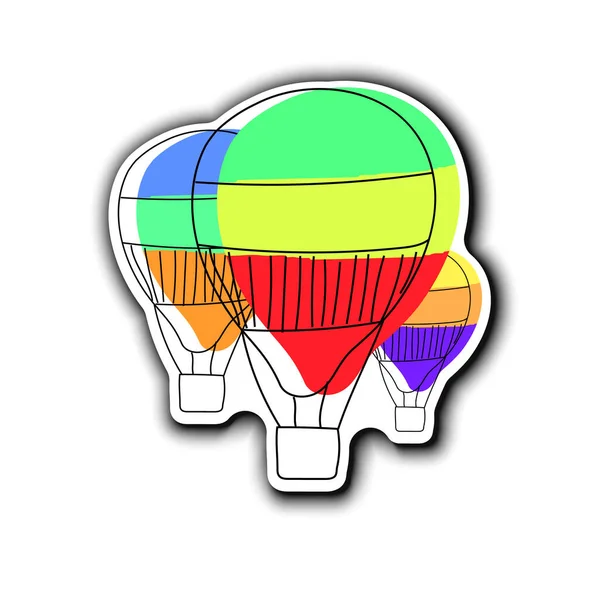 Plusieurs Ballons Couleur Vive Sur Fond Blanc Forme Autocollant Illustration — Image vectorielle
