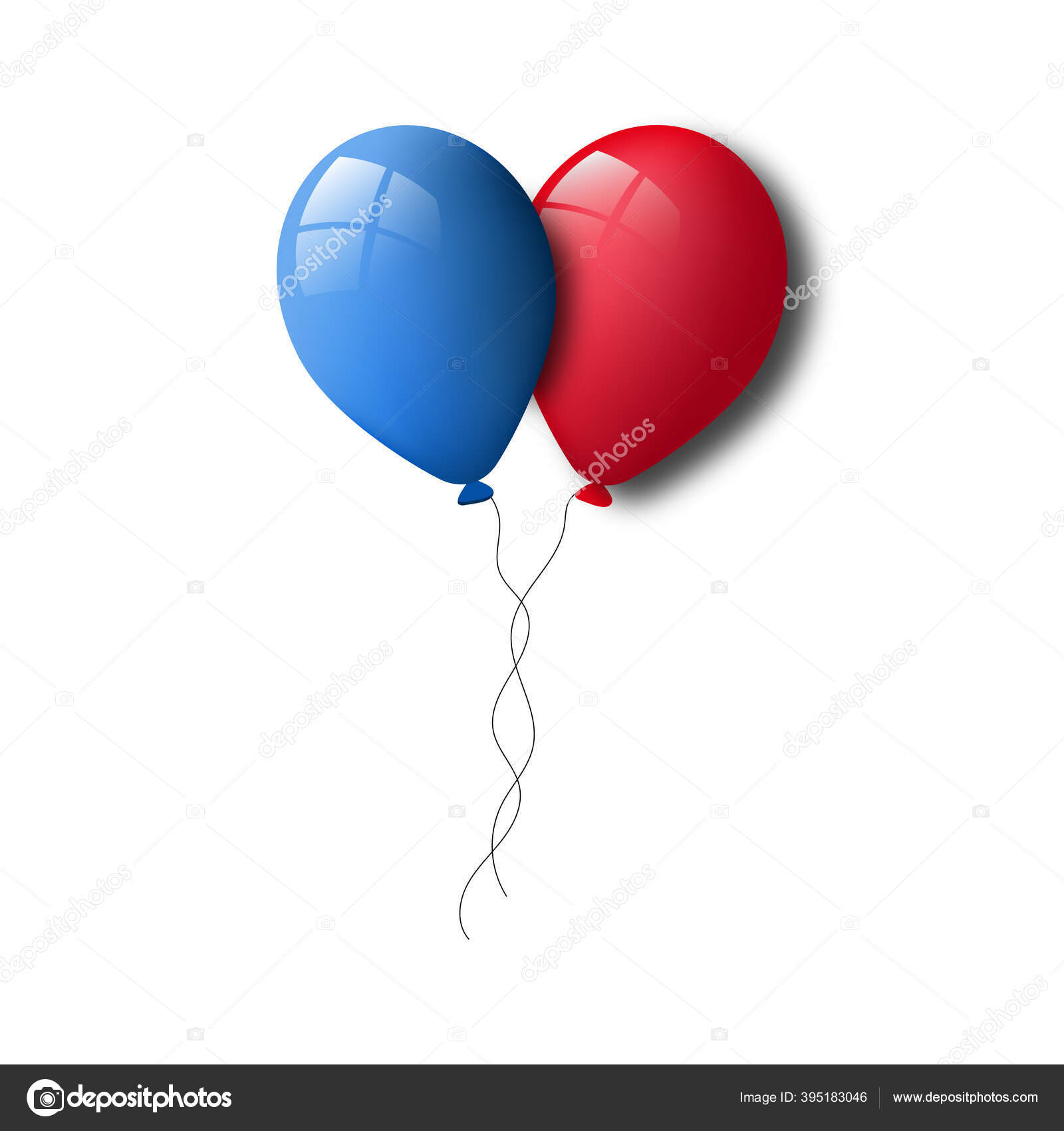 Red Blue Balloons String White Background — Stock Photo © NatalyLad  #395183046
