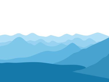 Dağ manzarası silueti beyaz arkaplanlı