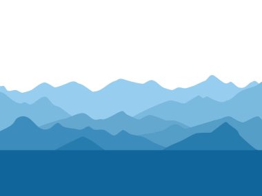 Dağ manzarası silueti beyaz arkaplanlı