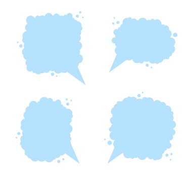 Metin bilgileri ve baskı tasarımı, boş için konuşma kabarcıklar şablon kümesi vektör. Beyaz arka plan üzerinde izole.