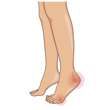 Kadın bacakları yalınayak, yan görünümü. İllüstrasyon vektör, beyaz izole çizilmiş karikatür tarzı el.
