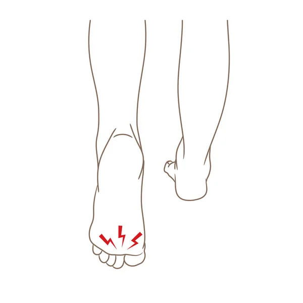 女性足裸足で ウォーキングします ベクトル イラスト 手の描かれた漫画スタイルの白 黒と白の輪郭線の分離 — ストックベクタ