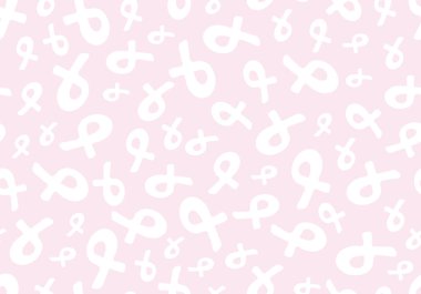 Pembe kurdele meme kanseri farkındalık ay sorunsuz arka plan. Vektör çizimi.