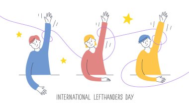 Happy Left-handers Day greeting card. Congratulate your lefty friend. August 13, International Lefthanders Day. clipart