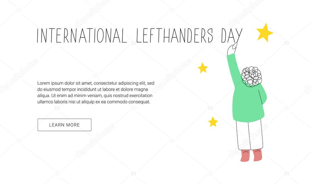 Happy Left-handers Day web banner template. August 13, International Lefthanders Day.
