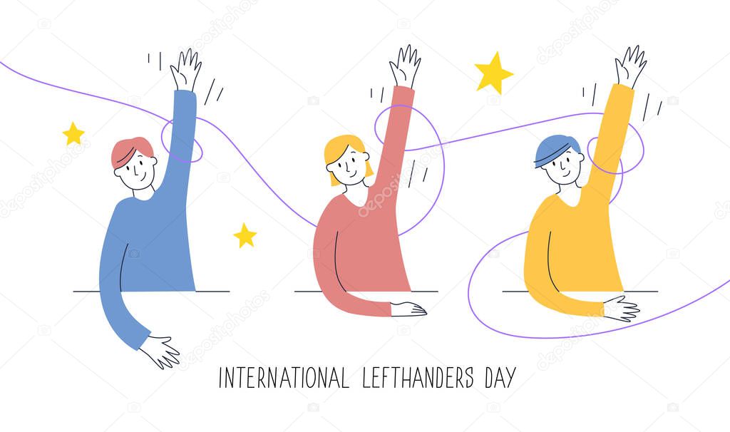 Happy Left-handers Day greeting card. Congratulate your lefty friend. August 13, International Lefthanders Day.
