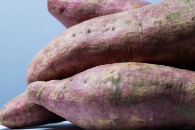 Çiğ taze patates derisi ışığın altında.