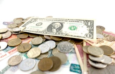 kağıt ruble ve sikke ler üzerinde dolar banknot