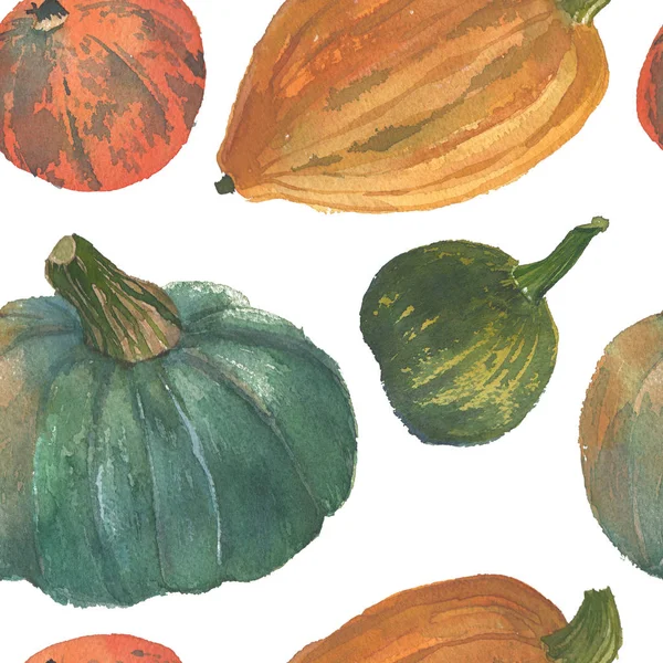 Turuncu ve yeşil kabak Dikişsiz suluboya desen arka plan ile doğal kağıt doku Eko dükkanı ve biyografi mağaza, organik gıda afiş, yoga sağlıklı gıda marka ve davet arka plan festival imzalamak için yaratıcı tasarım 