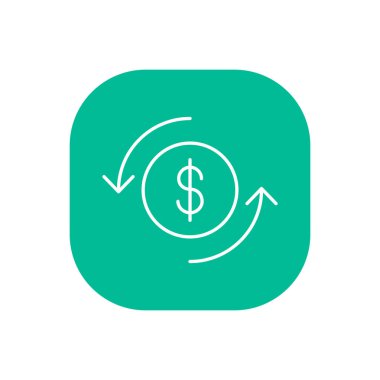 Yeşil hat sanat dolar simgesi. Vektör ince çizgi doları amblemi düğmesini ödeme hizmeti Web sitesi ya da finans mobil uygulaması tasarım için.