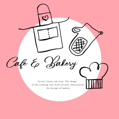 Şekerleme amblemi siyah mürekkep satırı sanat vektör ekmek simgesi tatlı dükkanı işareti ve kafe app için.