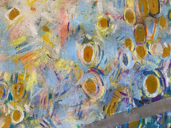 Ekspresyonizm altın gökyüzü arka plan. Trendy boyama doku. Pastel sanatsal zemin ile festival için soyut müzik duvar kağıdı kapak.