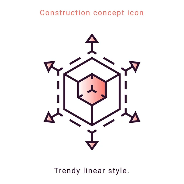 3D trendy sembolü. Artırılmış gerçeklik illüstrasyon. VR simgesi. Vektör trendy doğrusal tarzı. 3d küp işareti ve satır okları ile ölçeklendirme simgesi.