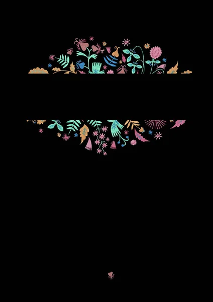 Квіткова Рамка Зеленим Листям Квіткою Чорному Тлі Квіткова Гірлянда Краси — стокове фото