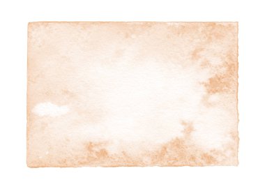 Beyaz kağıt doku üzerinde somon renkli suluboya arka plan. Suluboya ombre arka plan soyut el boyalı kümülüs arka plan. Kehribar ve gül rengi dokulu sıvı boya sıçrama. Romantik doğal sanat dekorasyonu. Tasarım konsepti.