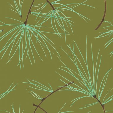 Woosbine renk yaprakları izole köknar ile Çam konisi xmas dalı. Parti el ilanı tasarımı için Noel sorunsuz desen. Kış satış fuarı markalama. Yeni Yıl mevsimsel kutlama tebrik kartı.