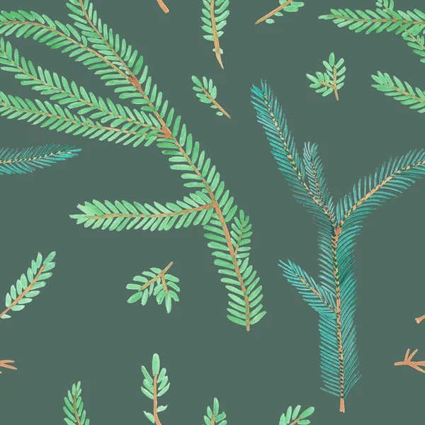 Seamless pattern with Pine cone xmas branch with red berry isolated fir on Agave green. Christmas party flyer design concept. Winter sale fair branding. New Year seasonal celebration greeting card.