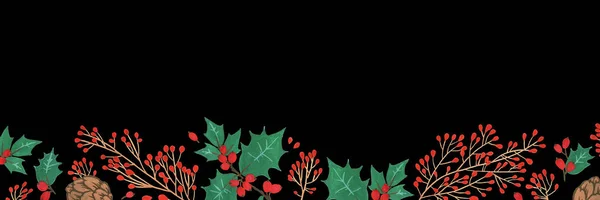 Nahtloses Muster Mit Tannenzapfen Weihnachtszweig Mit Roter Beerentanne Auf Agavengrün — Stockfoto