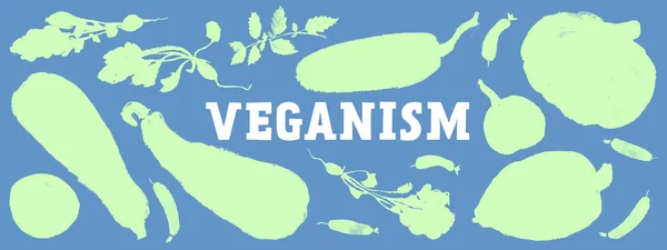 Banner Egészséges Étel Gyönyörű Akvarell Illusztrációk Zöldségek Vegán Étterem Veganism — Stock Fotó