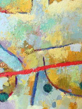 Karışık boya dokusu ile canlı soyut minimalist boyama arka plan. Kırmızı çizgi ve açık mavi lekeler ile resim resmi. Sanat galerisi reklam, afiş tasarımı için boyama yüzey doku