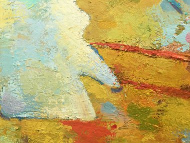 Impasto tarzında Sonbahar soyut arka plan. Tuval üzerinde hamur lu doku ile sarı duvar kağıdı. Sanatsal el boyaması güneşli arka plan. Canlı turuncu dokulara sahip özel çağdaş sanat zemini.