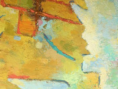 Impasto tarzında Sonbahar soyut arka plan. Tuval üzerinde hamur lu doku ile sarı duvar kağıdı. Sanatsal el boyaması güneşli arka plan. Canlı turuncu dokulara sahip özel çağdaş sanat zemini.