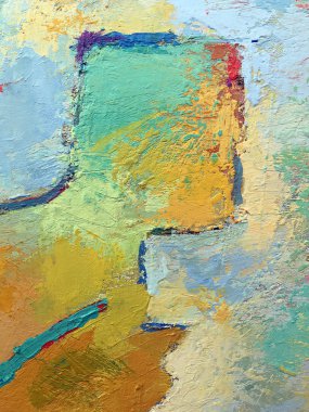 Karışık boya dokusu ile canlı soyut minimalist boyama arka plan. Kırmızı çizgi ve açık mavi lekeler ile resim resmi. Sanat galerisi reklam, afiş tasarımı için boyama yüzey doku