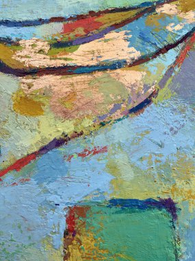 Brunches ağacı ile canlı soyut minimalist boyama arka plan. Kırmızı çizgi ve cooper elemanları ile resim resmi. Sanat galerisi reklam, sanatsal afiş tasarımı için boyama yüzey doku