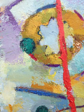 Karışık boya dokusu ile canlı soyut minimalist boyama arka plan. Kırmızı çizgi ve açık mavi lekeler ile resim resmi. Sanat galerisi reklam, afiş tasarımı için boyama yüzey doku