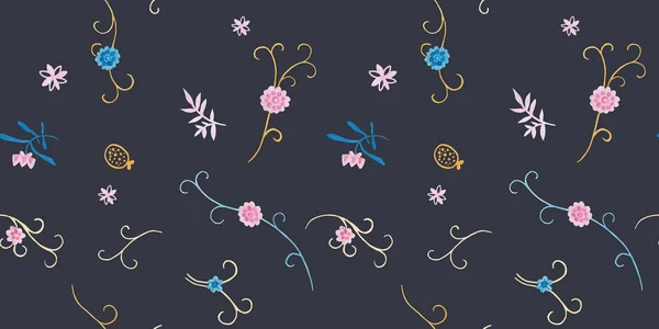 Večerní Modrej Vzor Obalení Dárkových Dekorací Květinových Papírech Ručně Malované — Stock fotografie