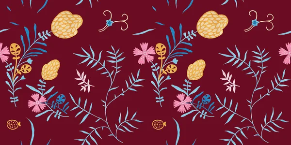 Biking red color modern illustration plate decoration. Repeating leaves, petal thorns pattern. Soulful flora expression. Mediterranean clothyard decor. Elegance plate serving seamless ornament