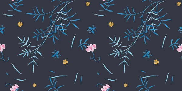 Вечірній Блакитний Візерунок Дизайну Упаковка Подарункова Папір Квітка Прикраса Ручним — стокове фото