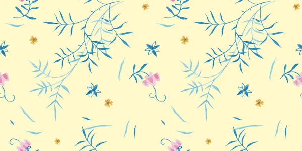 Vanille Farbmuster Geschenkpapier Blumendekoration Hand Bemalte Gouache Elegante Blätter Und — Stockfoto