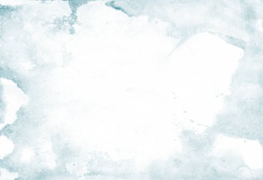 Artistik afiş için açık mavi renkte suluboya arka plan, şablon kartpostal tasarımı. Taze turkuaz ombre boyalı modaya uygun, soyut su. Suluboya vintage doku.