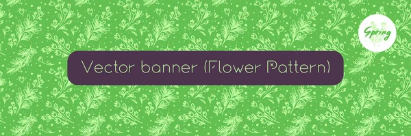 シームレスな花パターンを持つ天然バナー水平テンプレート 花とチューリップ畑の背景花屋 化粧品ラベル 美しさの背景のためのイラスト 花手作り飾り — ストックベクタ