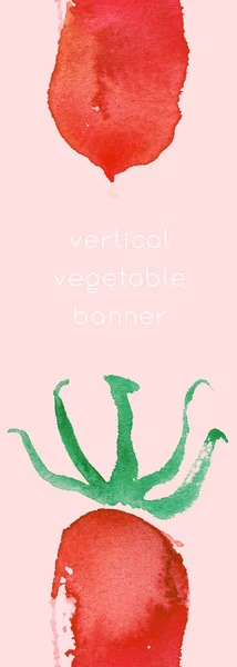 Banner Vertical Vegetal Diseño Folletos Alimentarios Naturales Con Tomates Acuarela —  Fotos de Stock