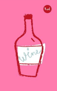 Logo tasarımı için şarap şişesi çizimi. Sanatsal kalem desenli el çizimi sanat eseri. Amblem üzüm bağı için alkol şişesi, organik şaraplar afiş, sonbahar şarap festivali, bar işareti şablonu..