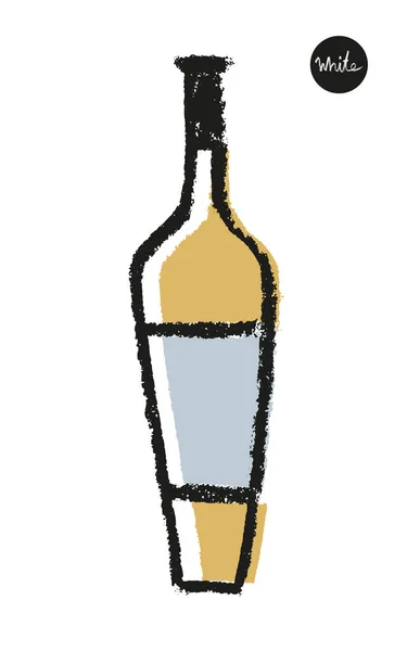 Dibujo Botella Vino Para Diseño Logotipo Arte Línea Dibujado Mano — Archivo Imágenes Vectoriales