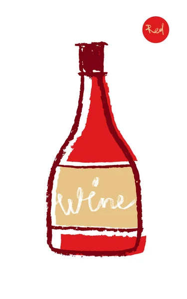 Wijnfles Tekening Voor Logo Ontwerp Handgetekende Lijn Kunst Met Artistieke — Stockvector