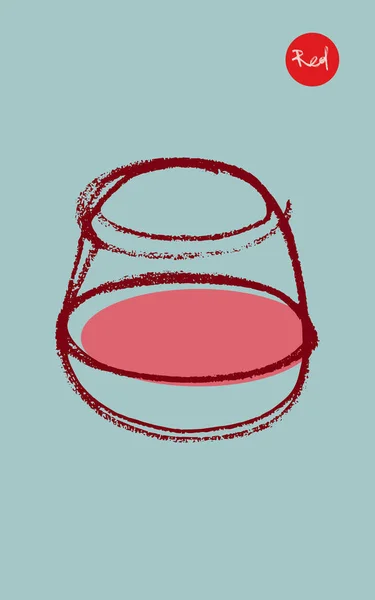 Disegno Vetro Vino Progettazione Del Logo Linea Arte Disegnata Mano — Vettoriale Stock