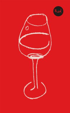 Logo tasarımı için şarap camı simgesi. Sanatsal kalem desenli el çizimi sanat eseri. Şarap kadehi amblem üzüm bağı, organik şaraplar afiş, sonbahar şarap festivali, bar işareti şablonu..