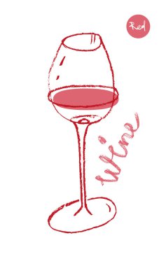 Logo tasarımı için şarap camı simgesi. Sanatsal kalem desenli el çizimi sanat eseri. Şarap kadehi amblem üzüm bağı, organik şaraplar afiş, sonbahar şarap festivali, bar işareti şablonu..