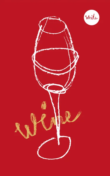 Icône Verre Vin Pour Conception Logo Art Ligne Dessiné Main — Image vectorielle