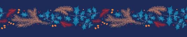 Joyeux Noël Modèle Bannière Verticale Vecteur Sur Fond Bleu Foncé — Image vectorielle
