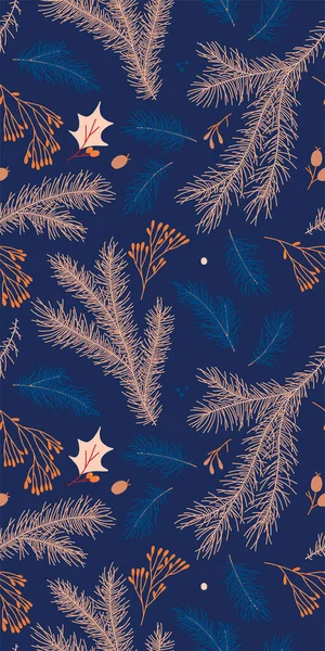 Modèle Noël Floral Fond Sans Couture Pour Bannière Nouvel Emballage — Image vectorielle