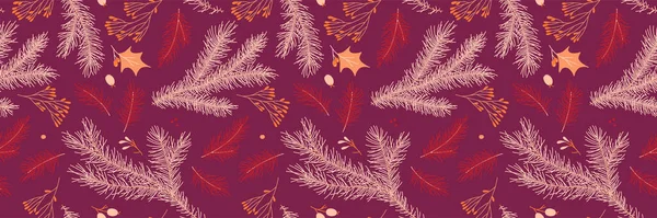 Virágos Karácsonyi Minta Zökkenőmentes Háttér Újévi Banner Nyaralás Csomagolás Címke — Stock Vector