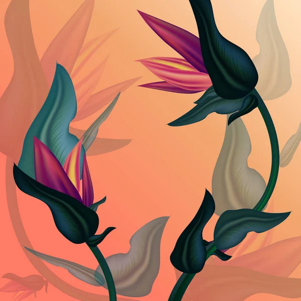 Botanik düğün davetiye kartı tasarım şablonu, tropik exoti