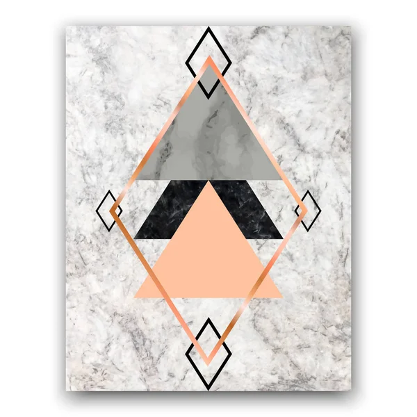 Mermer arka plan gül altın üçgen ve altıgen yanarak bahislerin doğru. Geometr